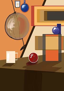 Still Life with Geometric Shapes and Objects