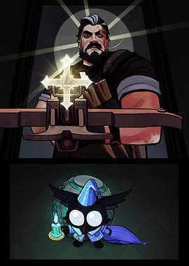 Dark Cleric and Cute Creature Deadlock Game Poster