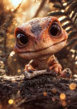 Cute baby orange T-rex dinosaur