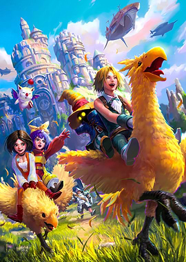 Final Fantasy Characters Riding Chocobos