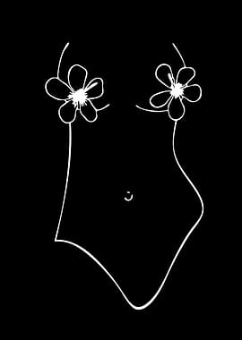 Minimalist floral bikini outline