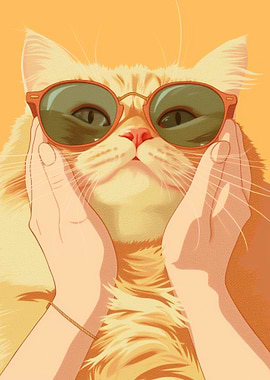 Cat Wearing Sunglasses with Hands