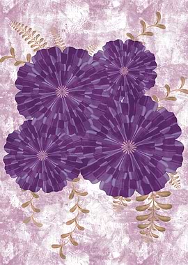 Purple Floral Arrangement with Textured Background