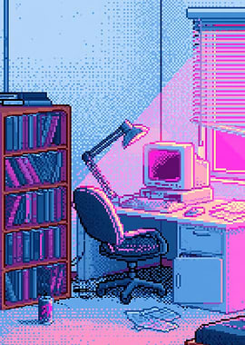 Retro Pixel Art Desk Setup