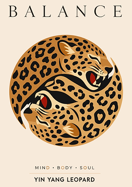 Yin Yang Leopards – Fierce Balance Dark Aesthetic Animal Poster