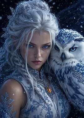 Winter Queen with Snowy Owl