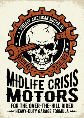 Midlife Crisis Motors Skull and Wrench