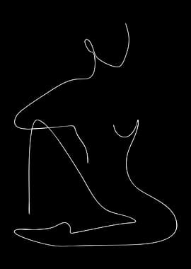 Minimalist Line Art of a Seated Figure