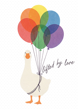 Silly Goose & Rainbow Balloons Risograph Print