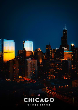 Chicago Skyline at Night