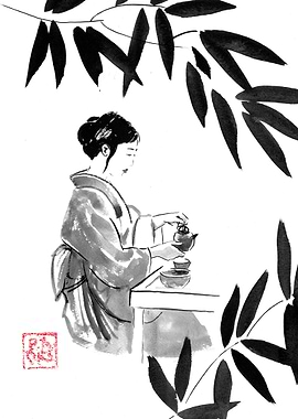 Japanese Woman Pouring Tea