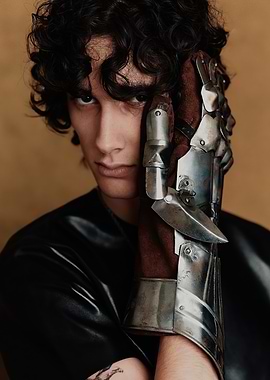 Man in Black Leather with Gauntlet