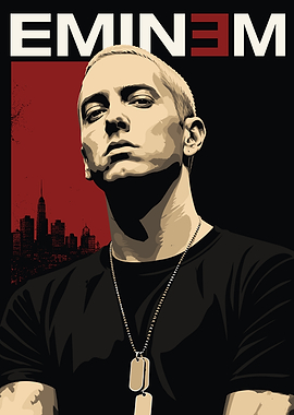 Eminem Portrait with Cityscape