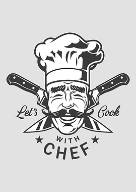 Chef with Knives and Text