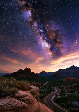 Milky Way Over Sedona Landscape