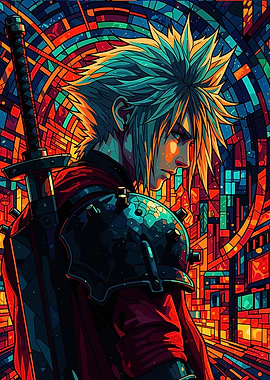 Cloud Strife Stained Glass Art