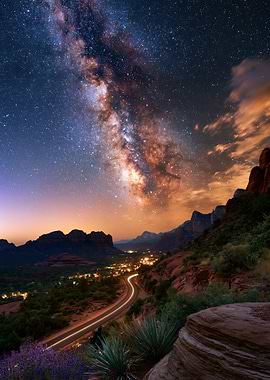 Milky Way Over Sedona Landscape