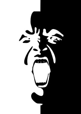 Screaming Face in Black and White