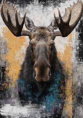 Moose Portrait with Abstract Background