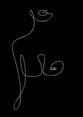 Minimalist Line Art of Female Torso