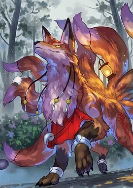 Mythical Fox Spirit in Forest