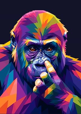 Colorful Gorilla Picking Nose