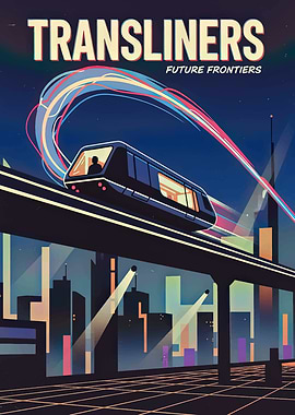 Futuristic Train in a Neon City