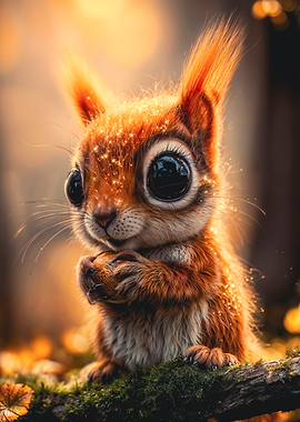 Cute Red Squirrel Holding Nut
