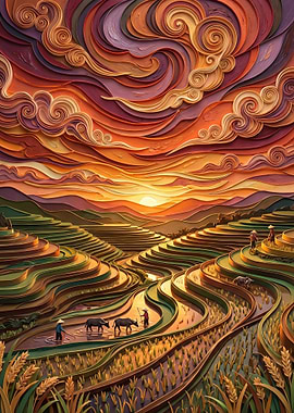 Rice Terraces at Sunset