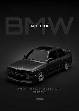 BMW M3 E30 Poster