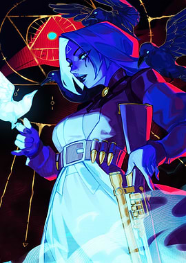 Mysterious Woman with Birds and Gun Deadlock Game Poster