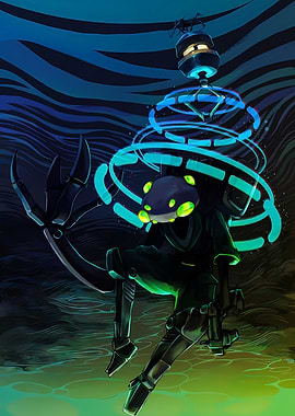 Sci-fi Robot with Neon Rings