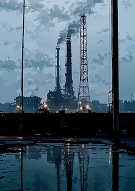 Industrial Landscape at Dusk