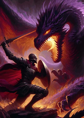 Knight Fights Dragon
