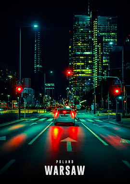 Warsaw Cityscape at Night