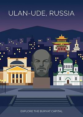 Ulan-Ude Cityscape with Lenin Monument