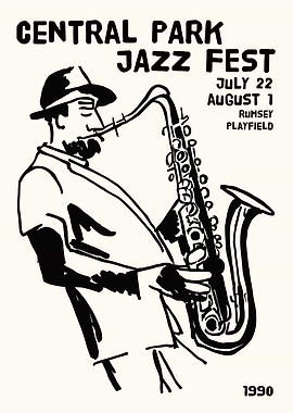 Central Park Jazz Fest 1990 Poster