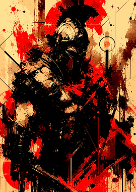 Warrior with Red Splatter