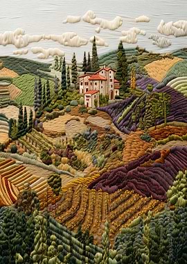 Tuscan Landscape Embroidery