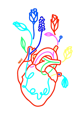 Floral Heart with Love Text