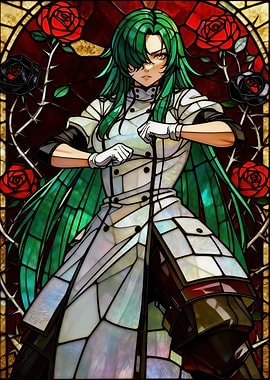 Healer Fighter Stained Glass Chef with Roses