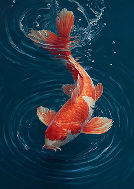 Vibrant Koi Fish in Rippling Water