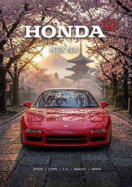 red Honda NSX NA1 with Mount Fuji