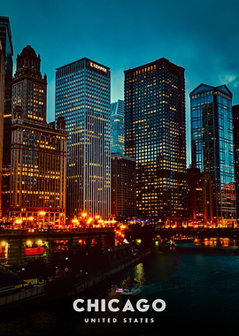Chicago Skyline at Dusk
