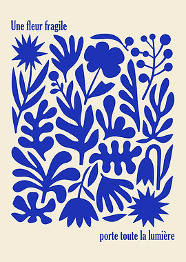Blue Floral Cutout Art