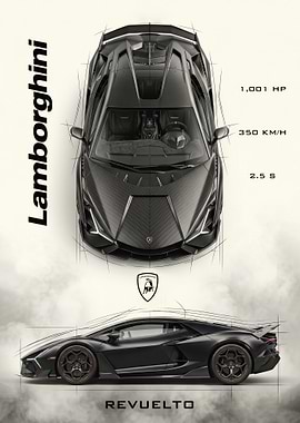 Lamborghini Revuelto Top and Side View