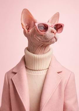 Sphynx Cat in Pink Outfit