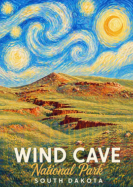 Wind Cave National Park Vintage Poster