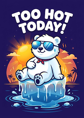 Polar Bear Melting on Ice as background
