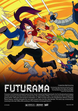 Futurama Poster with Characters and Robots